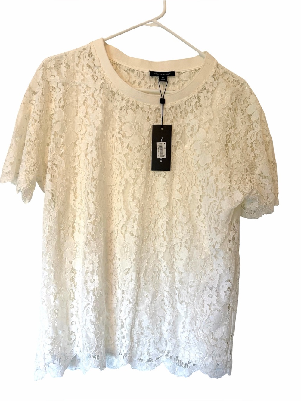 NWT Tommy Hilfiger White Lace Short-Sleeve Top
